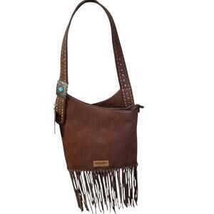 Brown Wrangler Fringe Purse With Silver Buckle-NWT | Western Boho Shoulder bag